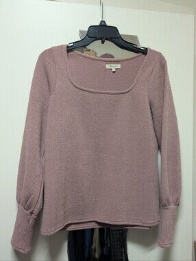 Madewell, Square Neck Long Sleeve Sweater Shirt- Mauve Pink